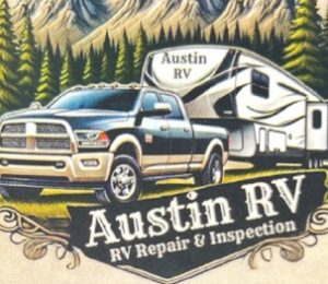 colored drawn image of Austin RV Logo and branding