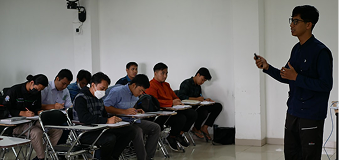 Instructor teaching a class